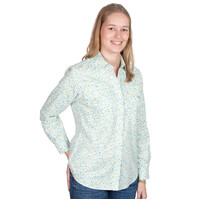 Just Country Womens Abbey Full Button L/S Print Shirt (WWLS2570) White/Blue Daisies