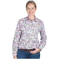 Just Country Womens Georgie Half Button L/S Print Shirt (WWLS2571) Taupe Violets