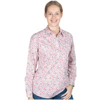 Just Country Womens Georgie Half Button L/S Print Shirt (WWLS2573) White Floral