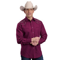 Roper Mens Karman Special Collection L/S Shirt (1017087) Solid Wine