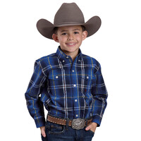 Roper Boys Amarillo Collection L/S Shirt (30378056) Plaid Blue