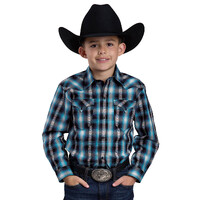 Roper Boys West Made Collection L/S Shirt (30062160) Plaid Blue
