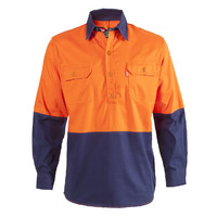 Jonsson Mens Closed Front Welding Shirt (G1022) Orange/Navy