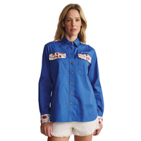 S.Kidman Womens Spencer Full Button L/S Print Shirt (1SHW00026) Mid Blue