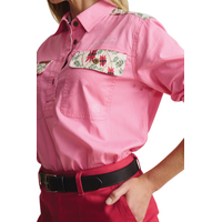 S.Kidman Womens Spencer Full Button L/S Print Shirt (1SHW00026) Pink