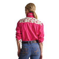 S.Kidman Womens Camfield Half Button L/S Print Shirt (1SHW00027) Bright Pink