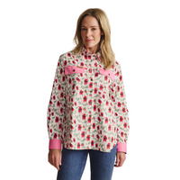S.Kidman Womens Spencer Full Button L/S Print Shirt (1SHW00078) White