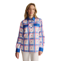 S.Kidman Womens Camfield Half Button L/S Print Shirt (1SHW00029) Mid Blue