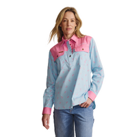 S.Kidman Womens Camfield Half Button L/S Work Shirt (1SHW00033) Sky Blue