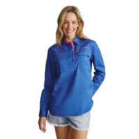 S.Kidman Womens Camfield Half Button L/S Work Shirt (1SHW00031) Mid Blue