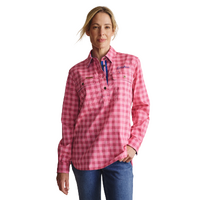 S.Kidman Womens Camfield Half Button L/S Print Shirt (1SHW00083) Pink