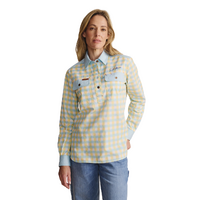 S.Kidman Womens Camfield Half Button L/S Print Shirt (1SHW00126) Sky Blue