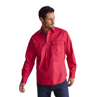 S.Kidman Mens Brockman Half Button L/S Work Shirt (1SHM00131) Red