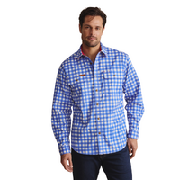S.Kidman Mens Armstrong Full Button L/S Print Shirt (1SHM00112) Mid Blue