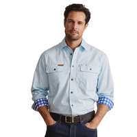 S.Kidman Mens Armstrong Full Button L/S Work Shirt (1SHM00114) Sky Blue