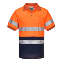 Portwest Mens Micro Mesh 2Tone Hi Vis Hi Vis S/S Polo Shirt (MP510ONR) Orange/Navy [SD]