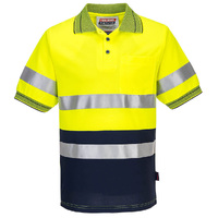 Portwest Mens Micro Mesh 2Tone Hi Vis S/S Polo Shirt (MP510YNR) Yellow/Navy [SD]