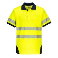 Portwest Mens PW3 Hi-Vis S/S Polo Shirt (T182) Yellow/Navy