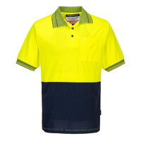 Portwest Mens Micro Mesh S/S Polo Shirt (MP110) Yellow/Navy