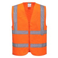 Portwest Mens Hi-Vis Zipped Band & Brace Vest (C375) Orange/Navy