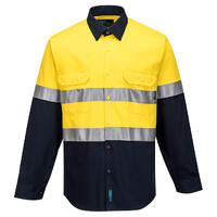 Portwest Mens Hi Vis L/S Shirt with Tape (MA803) Yellow/Navy