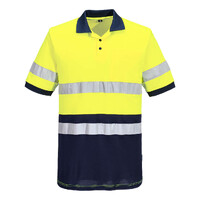 Portwest Mens Hi Vis Taped Contrast Polo (MP410) Yellow/Navy