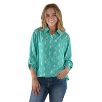 Pure Western Womens Ellery Print 3/4 Sleeve Shirt (P1S2131482) Turquoise/Multi