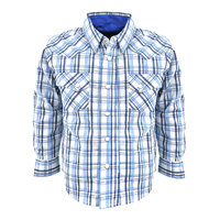 Pure Western Boys Cater Check L/S Shirt (P1S3100451) Royal Blue