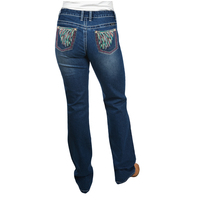 Pure Western Womens Skylar Relaxed Rider Jeans - 36 Leg (PCP2210504) True Blue [AD]
