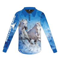 Pure Western Womens Rhinestone Rider L/S Top (P1S2504620) Blue