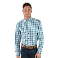 Pure Western Mens Archer Check Button L/S Shirt (P2W1115519) Navy/White [SD]