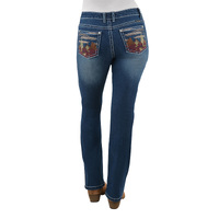 Pure Western Womens Madeleine Bootcut Jeans - 34 Leg (PCP2211572) True Blue 