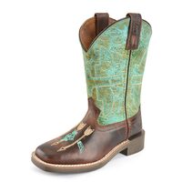 Pure Western Childrens Willah Boots (P2W78075C) Dark Brown/Turquoise