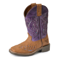 Pure Western Childrens Dash Boots (PCP78093C) Oiled Distressed Brown/Purple