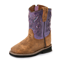 Pure Western Toddlers Dash Western Boots (PCP78093T) Oiled Distressed Brown/Purple