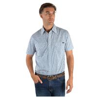 Pure Western Mens Mitch Print Western S/S Shirt (P2S1102586) White/Blue [SD]