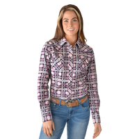 Pure Western Womens Victoria Check Western L/S Shirt (P3W2127711) Navy/Multi [SD]