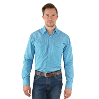 Pure Western Mens Roy Print Western L/S Shirt (P3W1100672) Blue/White [SD]