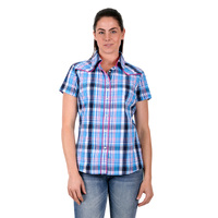 Pure Western Womens Shiloh S/S Shirt (P3S2132791) Blue/Coral