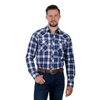 Pure Western Mens Mitchell L/S Shirt (P3S1100750) Blue/Black