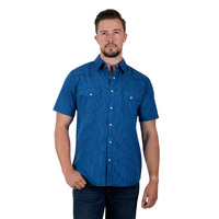Pure Western Mens Marlow S/S Shirt (P3S1102753) Navy/Blue [SD]