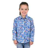 Pure Western Girls Frances L/S Shirt (P3S5571785) Blue/Coral