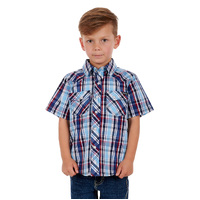 Pure Western Boys Logan S/S Shirt (P3S3103754) Navy/Red