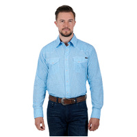 Pure Western Mens Thompson L/S Shirt (P3S1100757) Blue/Tan