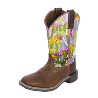 Pure Western Childrens Jewel Western Boots (P4W78102C) Oiled Brown/Cactus