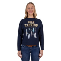 Pure Western Womens Astrid L/S Tee (P4W2518916) Navy