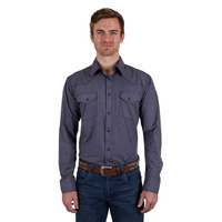 Pure Western Mens Avondale L/S Shirt (P4W1100824) Navy/Orange