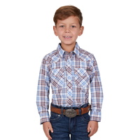 Pure Western Boys Lucas L/S Shirt (P4W3100823) White/Blue
