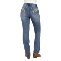 Pure Western Womens Amy Hi Rise Bootcut Jeans - 32 Leg (PCP2213935) Retro Blue