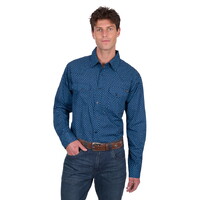 Pure Western Mens Brandon L/S Shirt (P5S1100072) Navy/Blue
